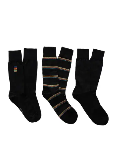 Paul Smith Pack of Three Striped Cotton-Blend Socks - Men | Thumbnail 1