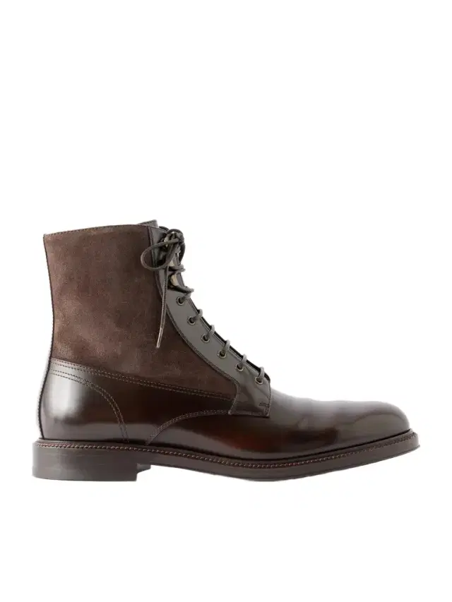 Brunello Cucinelli Suede-Trimmed Leather Lace-Up Derby Boots - Men