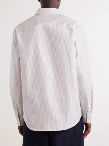 A.P.C. Button-Down Collar Striped Cotton Shirt - Men | Thumbnail 4
