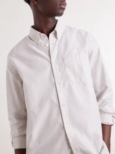 A.P.C. Button-Down Collar Striped Cotton Shirt - Men | Thumbnail 5