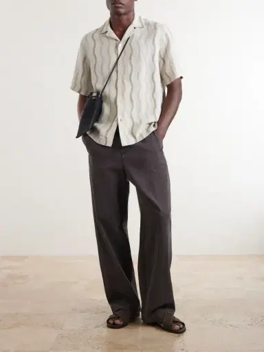 Frescobol Carioca Roberto Camp-Collar Striped Linen Shirt - Men | Thumbnail 2