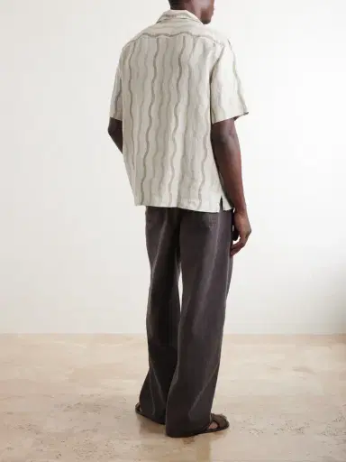 Frescobol Carioca Roberto Camp-Collar Striped Linen Shirt - Men | Thumbnail 4
