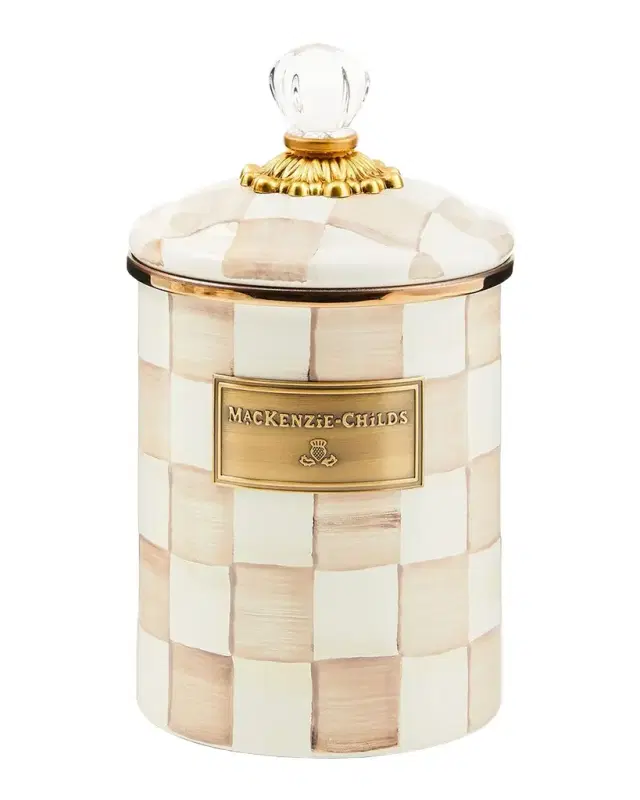 MacKenzie-Childs Mocha Check Medium Canister