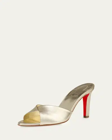 Christian Louboutin 85mm Fanny Metallic Leather Slide Sandals | Thumbnail 2 Christian Louboutin 85mm Fanny Metallic Leather Slide Sandals | Thumbnail 2