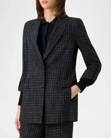 Akris punto Windowpane Check Single-Breasted Jacket | Thumbnail 4 Akris punto Windowpane Check Single-Breasted Jacket | Thumbnail 4