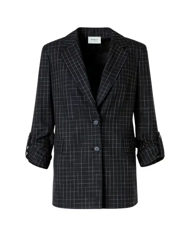 Windowpane Check Single-Breasted Jacket