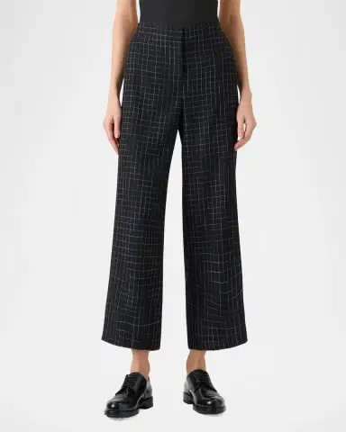 Akris punto High-Rise Check Straight-Leg Ankle Pants | Thumbnail 3 Akris punto High-Rise Check Straight-Leg Ankle Pants | Thumbnail 3