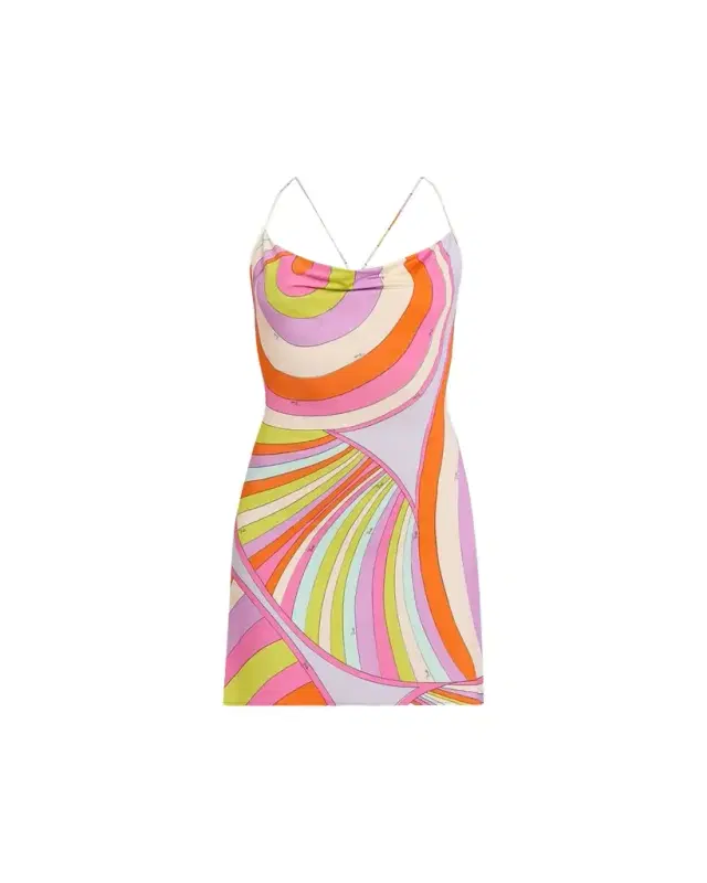 Pucci Iride Cowl-Neck Jersey Satin Mini Dress