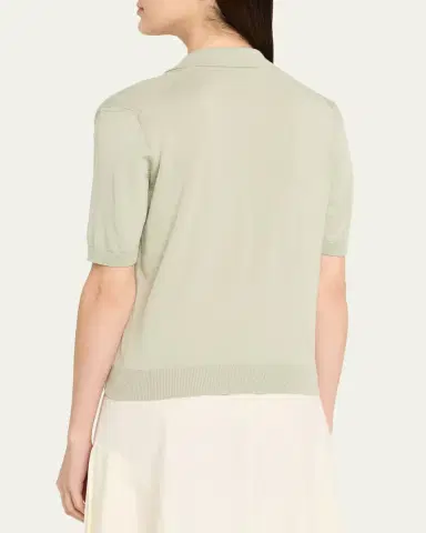Altuzarra Cotton-Silk Short-Sleeve Polo Sweater | Thumbnail 3