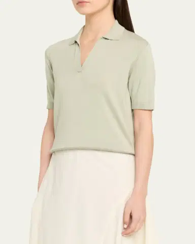 Altuzarra Cotton-Silk Short-Sleeve Polo Sweater | Thumbnail 4