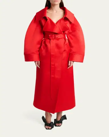 Givenchy Voluminous Belted Silk Coat | Thumbnail 2 Givenchy Voluminous Belted Silk Coat | Thumbnail 2
