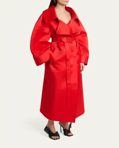 Givenchy Voluminous Belted Silk Coat | Thumbnail 4 Givenchy Voluminous Belted Silk Coat | Thumbnail 4