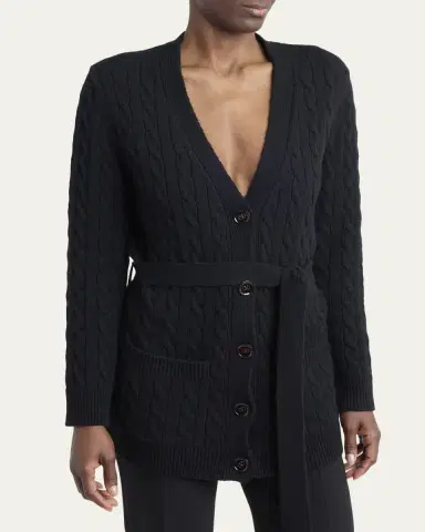 Valentino Garavani V-Logo Cashmere Cable Knit V-Neck Cardigan | Thumbnail 4 Valentino Garavani V-Logo Cashmere Cable Knit V-Neck Cardigan | Thumbnail 4