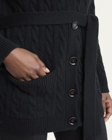 Valentino Garavani V-Logo Cashmere Cable Knit V-Neck Cardigan | Thumbnail 5 Valentino Garavani V-Logo Cashmere Cable Knit V-Neck Cardigan | Thumbnail 5