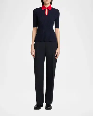 Jil Sander Short-Sleeve Button-Keyhole Polo Shirt | Thumbnail 2