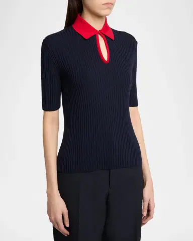Jil Sander Short-Sleeve Button-Keyhole Polo Shirt | Thumbnail 4