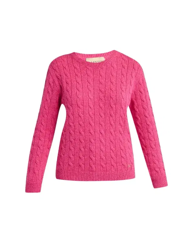 Valentino Garavani Cable Knit Crewneck Sweater