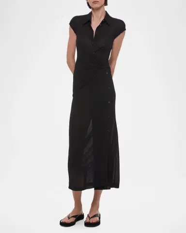 Helmut Lang Short-Sleeve Twist Jersey Midi Dress | Thumbnail 2 Helmut Lang Short-Sleeve Twist Jersey Midi Dress | Thumbnail 2