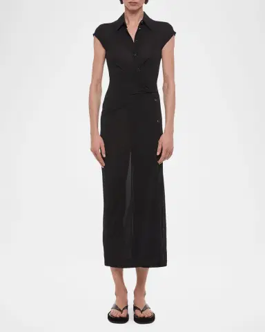 Helmut Lang Short-Sleeve Twist Jersey Midi Dress | Thumbnail 4 Helmut Lang Short-Sleeve Twist Jersey Midi Dress | Thumbnail 4
