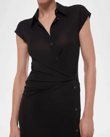 Helmut Lang Short-Sleeve Twist Jersey Midi Dress | Thumbnail 5 Helmut Lang Short-Sleeve Twist Jersey Midi Dress | Thumbnail 5