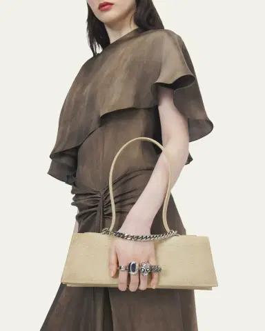 McQueen Jewelled Croc-Embossed Suede Top-Handle Bag | Thumbnail 2
