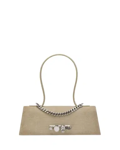 McQueen Jewelled Croc-Embossed Suede Top-Handle Bag | Thumbnail 1