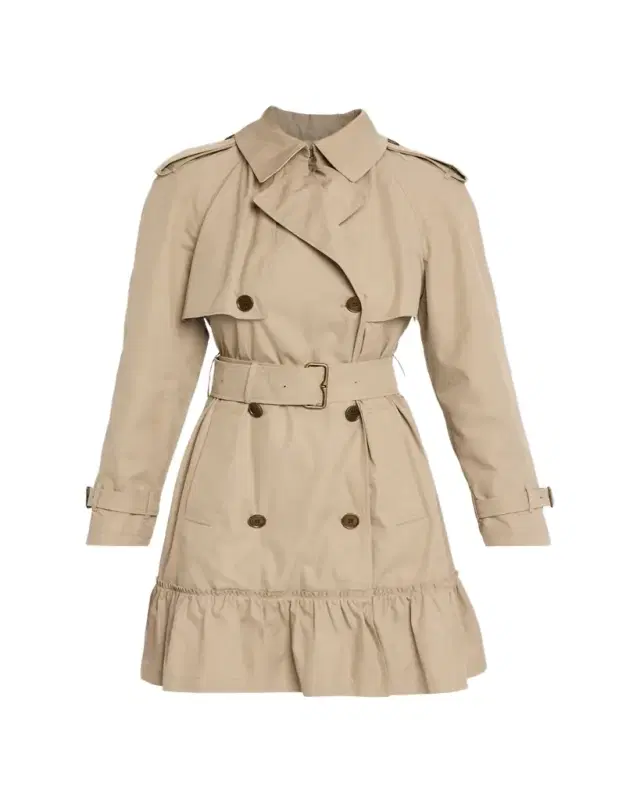 Burberry Ruffle Belted Short Trench Coat