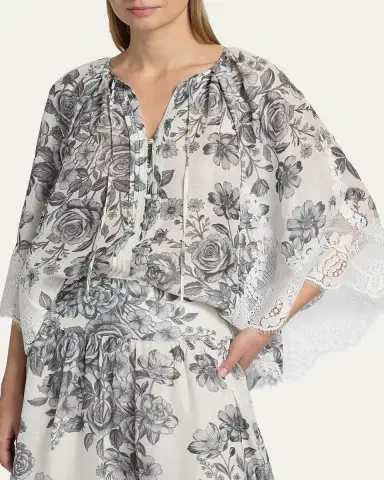 Kobi Halperin Paloma Lace-Trim Viscose-Linen Blouse | Thumbnail 4 Kobi Halperin Paloma Lace-Trim Viscose-Linen Blouse | Thumbnail 4