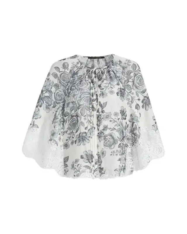 Kobi Halperin Paloma Lace-Trim Viscose-Linen Blouse