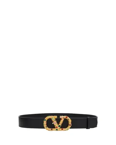 Valentino Garavani VLogo Signature Embellished Leather Belt, 40mm | Thumbnail 1