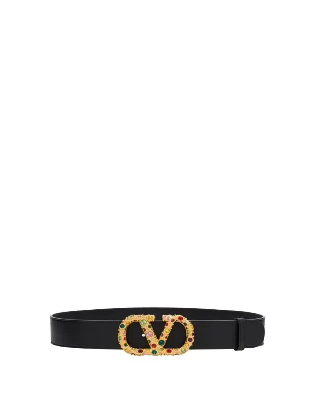 Valentino Garavani VLogo Signature Embellished Leather Belt, 40mm