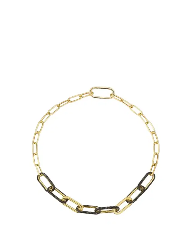 Nickho Rey Link Collar Necklace with Black Crystals
