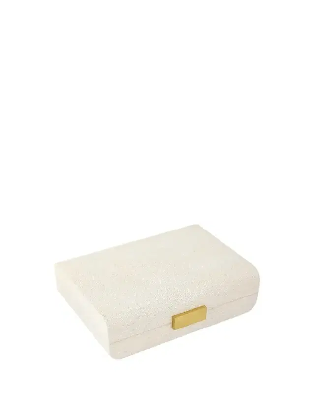 AERIN Cream Faux Shagreen Small Decorative Box