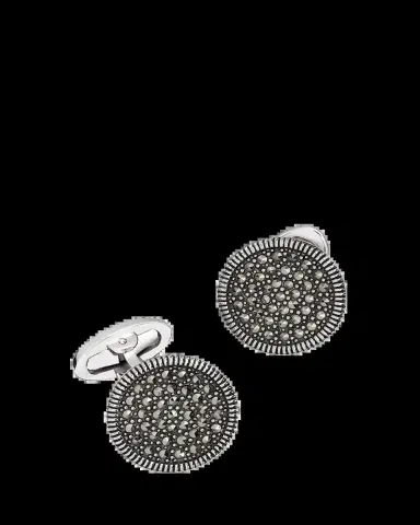 Jan Leslie Round Marcasite Cuff Links, Gray | Thumbnail 2