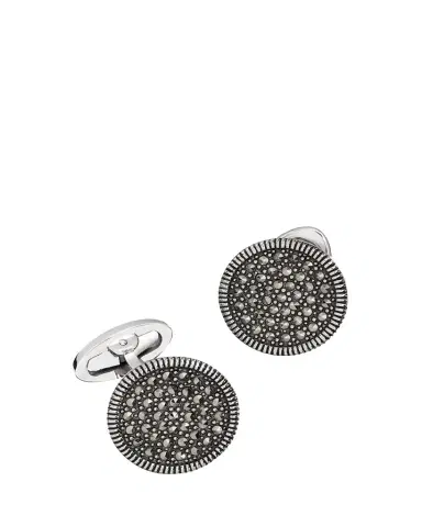 Jan Leslie Round Marcasite Cuff Links, Gray | Thumbnail 1