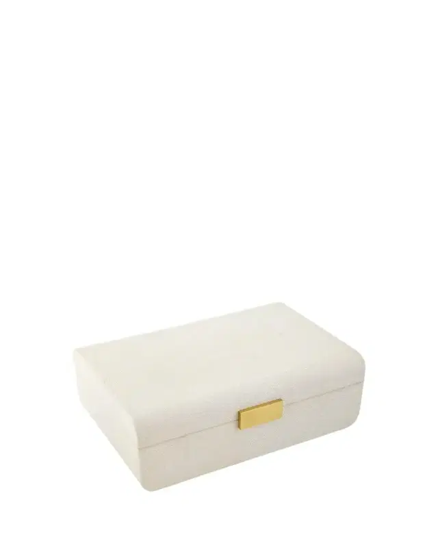 AERIN Cream Faux Shagreen Large Decorative Box