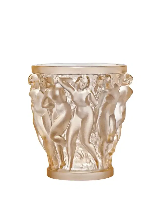 Lalique Bacchantes Small Gold-Luster Vase