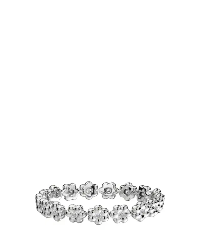 Boochier 18K Yellow Gold Round Diamond Flower Puff Bracelet