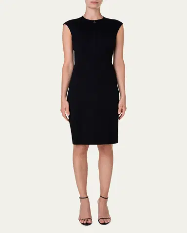 Akris punto Cap-Sleeve Zip-Front Seamed Dress | Thumbnail 2