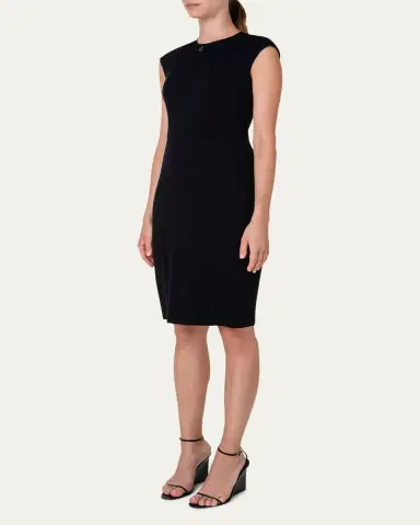 Akris punto Cap-Sleeve Zip-Front Seamed Dress | Thumbnail 4