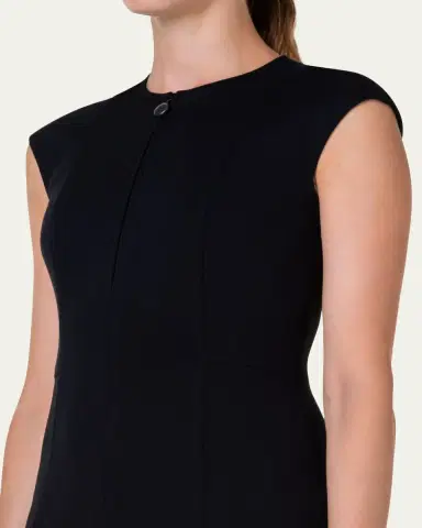 Akris punto Cap-Sleeve Zip-Front Seamed Dress | Thumbnail 5