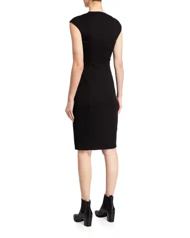 Akris punto Cap-Sleeve Zip-Front Seamed Dress | Thumbnail 6