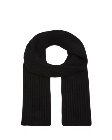 Bergdorf Goodman Ribbed Cashmere Scarf, Black | Thumbnail 1