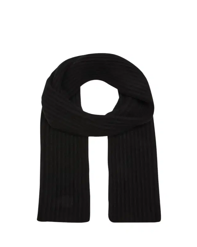 Bergdorf Goodman Ribbed Cashmere Scarf, Black