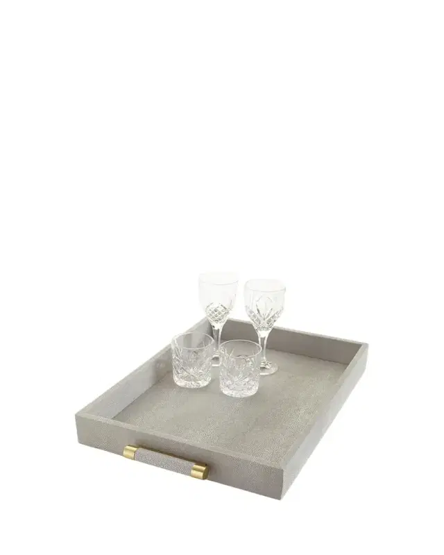 AERIN Classic Dove Faux-Shagreen Serving Tray