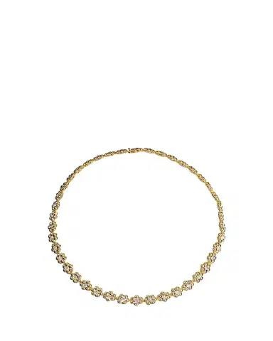 Boochier 18K Yellow Gold Diamond Flower Puff Necklace | Thumbnail 1