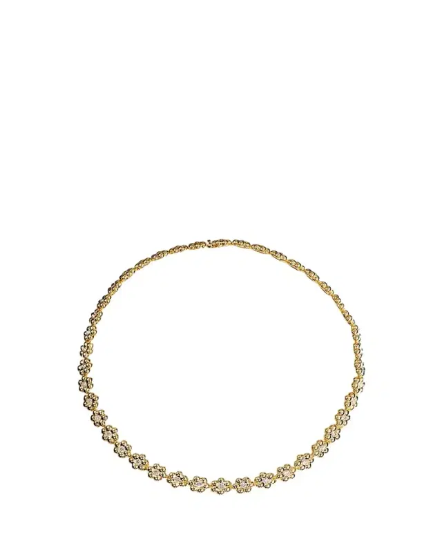 Boochier 18K Yellow Gold Diamond Flower Puff Necklace