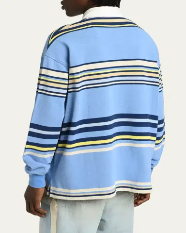 AMIRI Men's Cotton Multi-Stripe Long-Sleeve Polo Shirt | Thumbnail 3