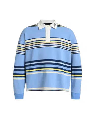 AMIRI Men's Cotton Multi-Stripe Long-Sleeve Polo Shirt | Thumbnail 1