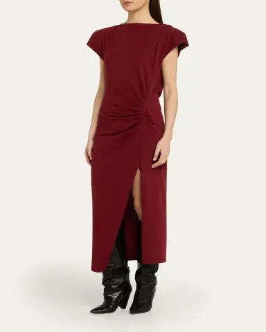 Isabel Marant Nadela Ruched Cotton Jersey Dress | Thumbnail 4 Isabel Marant Nadela Ruched Cotton Jersey Dress | Thumbnail 4